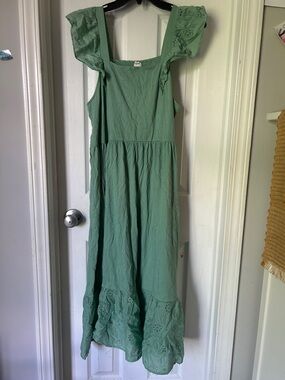 J. Crew Sage Green Eyelet Midi Dress